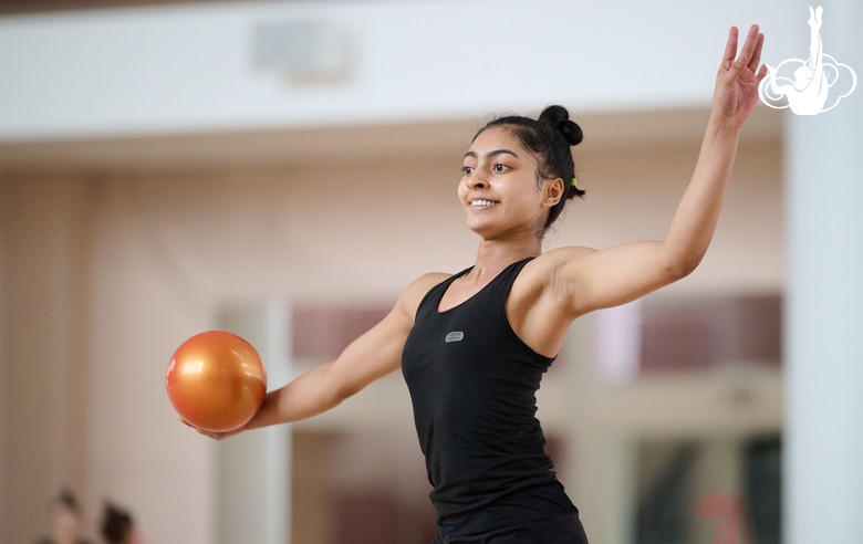 Гимнастка Кимая Карле во время тренировки