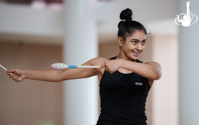 Гимнастка Кимая Карле во время тренировки