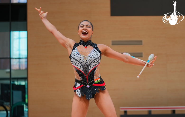 Гимнастка Кимая Карле во время контрольной тренировки