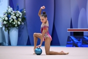 София Ильтерякова во время выполнения упражнения с мячом на всероссийском турнире «Кубок "Небесная грация"»