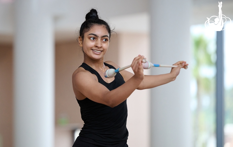 Гимнастка Кимая Карле во время тренировки